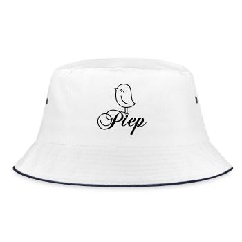 Sparrow Beep – Beeping Bird Cartoon Motif - Bucket Hat - white/navy - Front