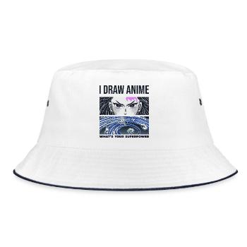 I Draw Anime, What’s Your Superpower Anime artist  - Bucket Hat - white/navy - Front