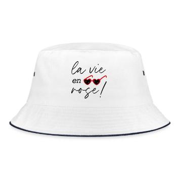 "La vie en rose" - Bucket Hat - white/navy - Front