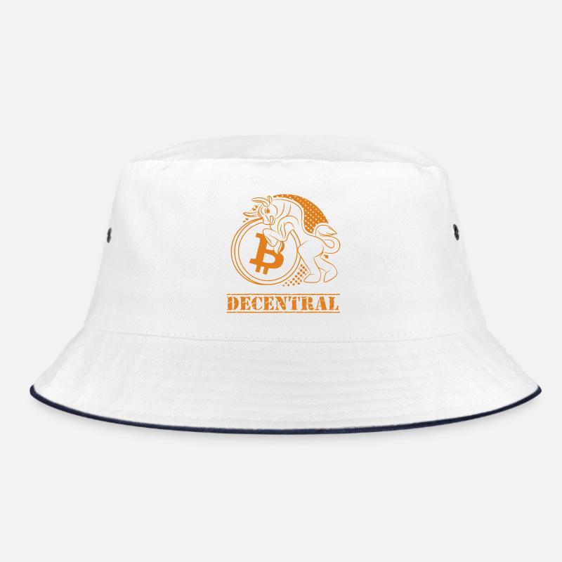 Decentral – Klassisches Bitcoin Design - Bucket Hat - Weiß/Navy