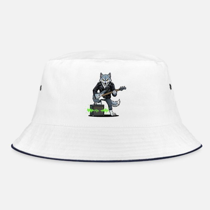 Rockerwolf with leather jacket Bucket Hat
