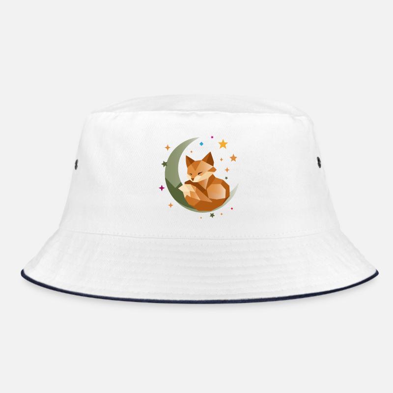 Sleeping Fox on the Moon – Geometric Bucket Hat