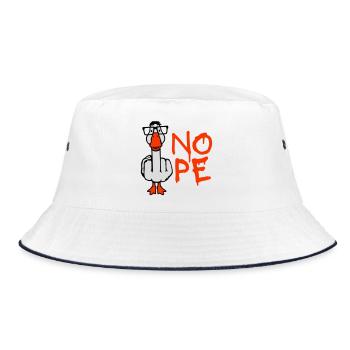 Goose Nope Middle Finger Nerd Geek Horn-Rimmed Glasses Smart - Bucket Hat - white/navy - Front