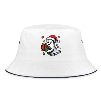 Weihnachtsgeist mit Geschenken - Bucket Hat - Weiß/Navy - Vorne