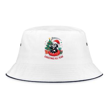 Grim Reaper Weihnachten - Bucket Hat - Weiß/Navy - Vorne