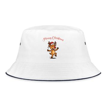 Cerf au chapeau de Père Noël - Bob - blanc/marine - Devant