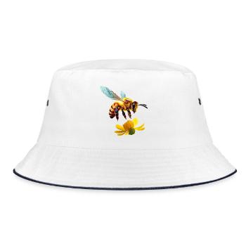 Honigbiene - Bucket Hat - Weiß/Navy - Vorne
