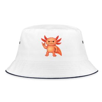 Crimson Ember Axolotl  - Bucket Hat - white/navy - Front