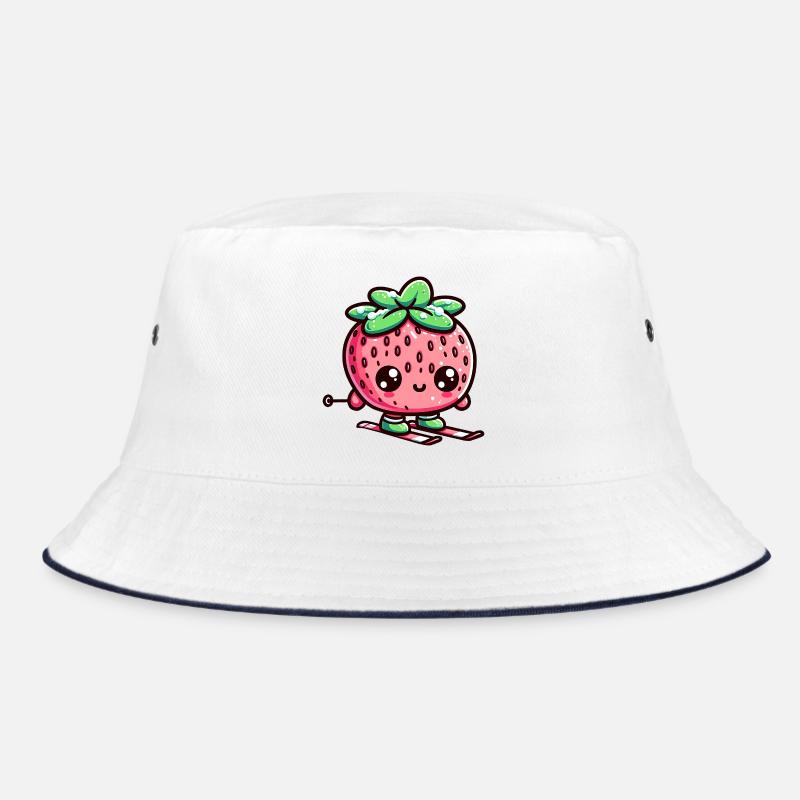 Kawaii Erdbeere Beim Skifahren Winterspaß Bucket Hat
