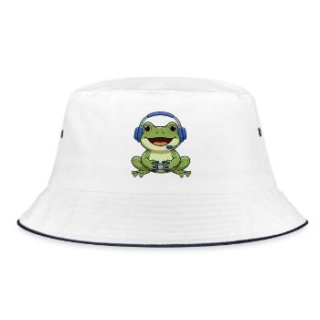 Frosch beim Gamen - Bucket Hat - Weiß/Navy - Vorne