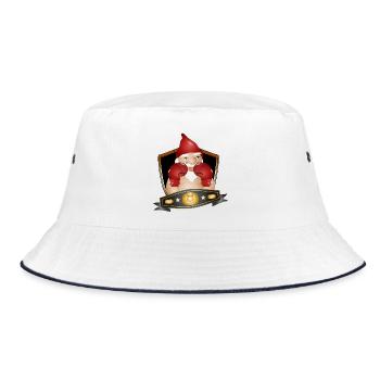 Boxender Gartenzwerg – Lustiges Champion Motiv - Bucket Hat - Weiß/Navy - Vorne