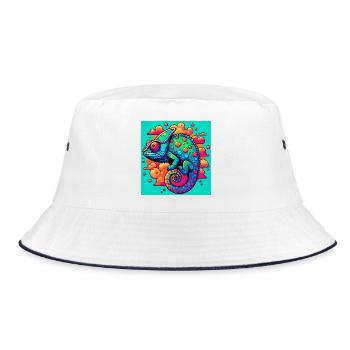 chameleon - Bucket Hat - white/navy - Front