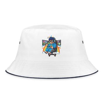 Cool streamer playing games - Bucket Hat - white/navy - Front