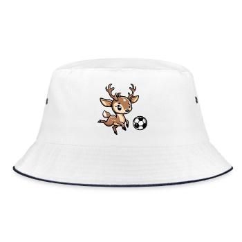 Cartoon Reh Fußball - Bucket Hat - Weiß/Navy - Vorne