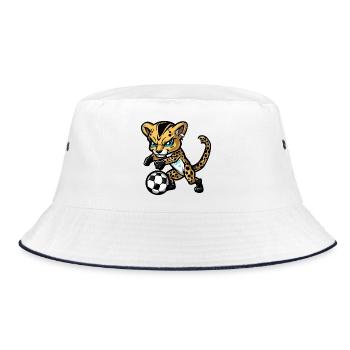 Gepard Fußball Comic - Bucket Hat - Weiß/Navy - Vorne
