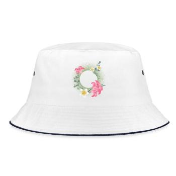 Tropical flower frame – floral nature design - Bucket Hat - white/navy - Front