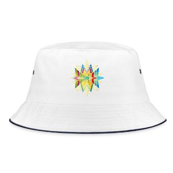 Ornement d’étoile géométrique coloré – Ethno Design - Bob - blanc/marine - Devant