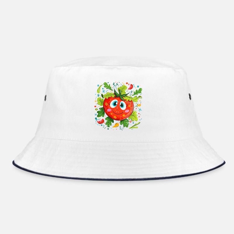 Fröhliche Tomate im Grünen Muster Bucket Hat