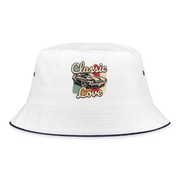 Classic Love Car - Bucket Hat - Weiß/Navy - Vorne