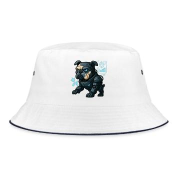 Cyber Bulldog futuriste en armure de combat - Bob - blanc/marine - Devant