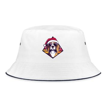 Dog in Santa Style Cool - Bucket Hat - white/navy - Front