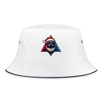 Neon Santa Dog with Sunglasses - Bucket Hat - white/navy - Front
