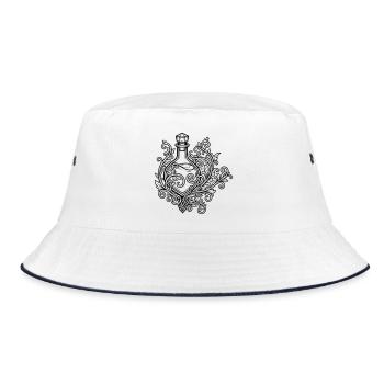 Elixir vial and flowers - Bucket Hat - white/navy - Front