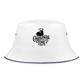 Christmas time Xmas weihnachten rock'n roll Santa  - Bucket Hat - Weiß/Navy - Vorne