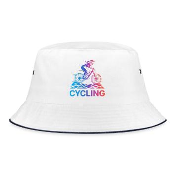 Steigungsradfahrer auf rauem Trail - Bucket Hat - Weiß/Navy - Vorne