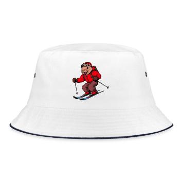 Biber Ski - Bucket Hat - Weiß/Navy - Vorne