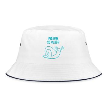 Relaxte Schnecke - Warum so eilig? - Bucket Hat - Weiß/Navy - Vorne