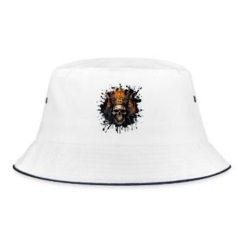 King's Skull with Crown - Bucket Hat - white/navy - Front