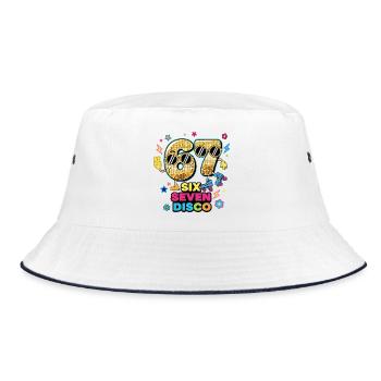 67 Six Seven 6-7 - Disco Retro Party  - Bucket Hat - Weiß/Navy - Vorne