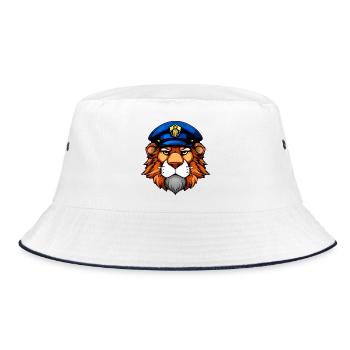 Polizei Löwe - Bucket Hat - Weiß/Navy - Vorne