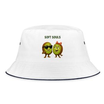 Kiwis mit Stil: Soft Souls Duo - Bucket Hat - Weiß/Navy - Vorne