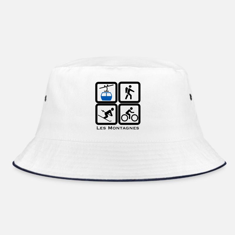 Die Berge - Bucket Hat - Weiß/Navy