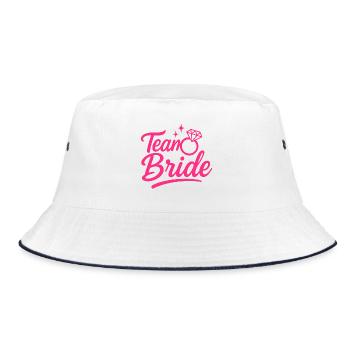 Team Bride Pink Ring Script - Bucket Hat - white/navy - Front