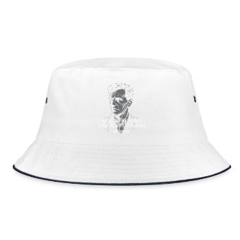 Wittgenstein-Zitat: Language Limits Design - Bucket Hat - Weiß/Navy - Vorne