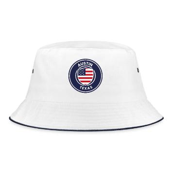 Austin Texas Shield Emblem - Bucket Hat - white/navy - Front