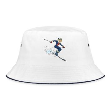 Woman on ski in the snow - Bucket Hat - white/navy - Front