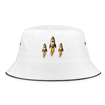 Three missiles - Bucket Hat - white/navy - Front
