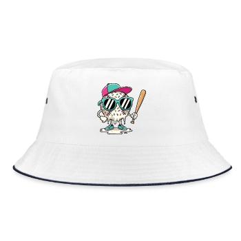 Dripping Baseball Bold Graphic for Players Fans  - Bucket Hat - white/navy - Front
