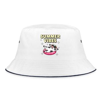 Sommervibes entspannende Kuh - Bucket Hat - Weiß/Navy - Vorne