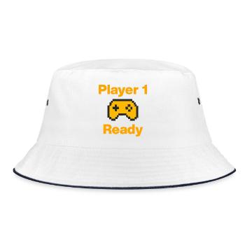 Joueur 1, prêt à commencer, GaminGeek, Lan-Party - Bob - blanc/marine - Devant