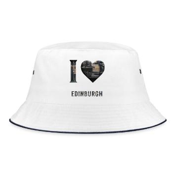 I Love Edinburgh – Stone City Architecture - Bucket Hat - Weiß/Navy - Vorne