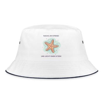 Naked on the beach – Funny starfish saying - Bucket Hat - white/navy - Front