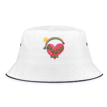 Schulkind Herz Regenbogen 2026 - Bucket Hat - Weiß/Navy - Vorne