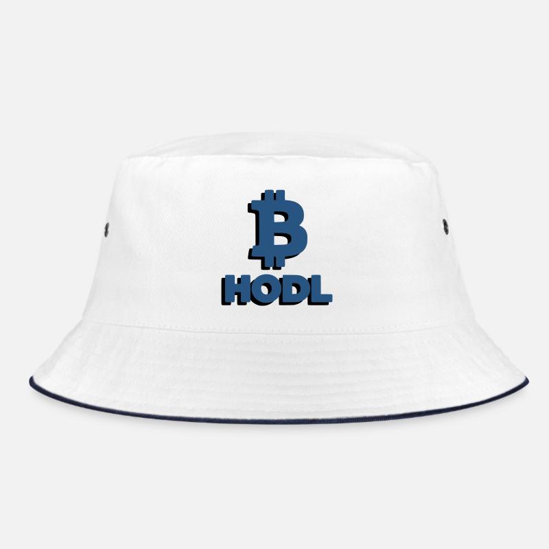 Bitcoin HODL Logo Schriftzug Krypto - Bucket Hat - Weiß/Navy