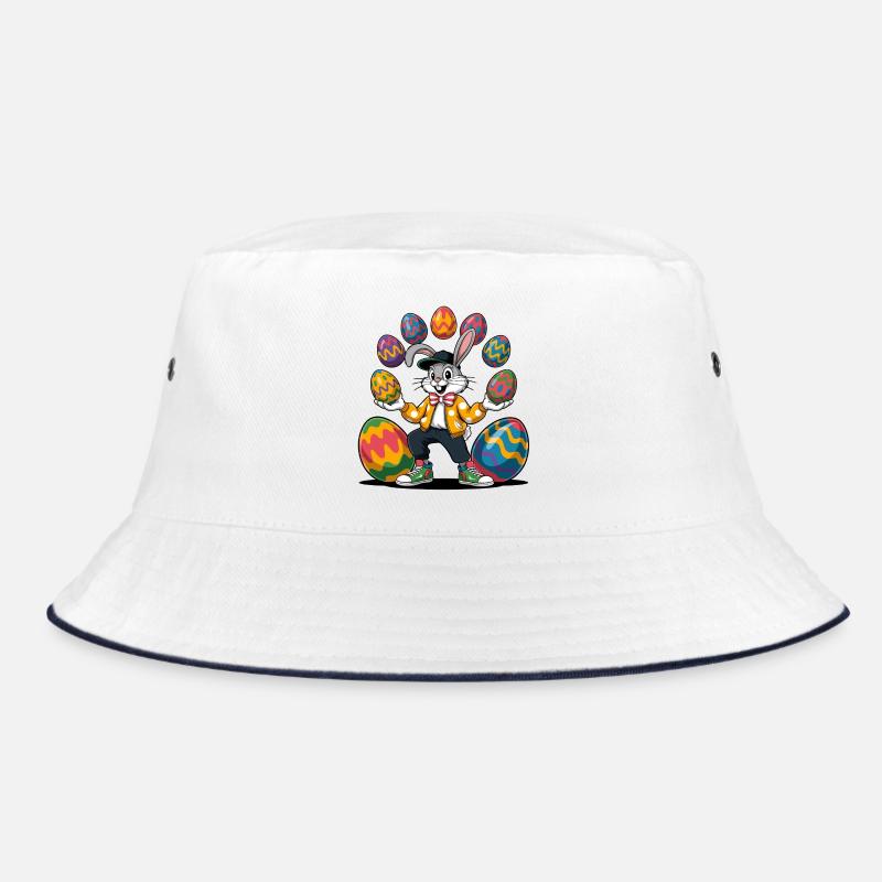 Easter bunny with colorful eggs Bucket Hat