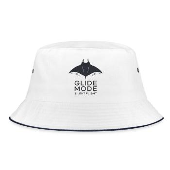 GLIDE MODE – minimalist manta ray silhouette - Bucket Hat - white/navy - Front